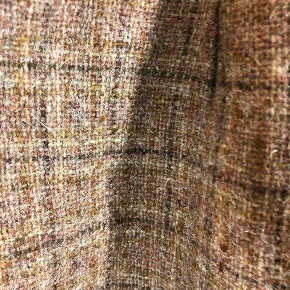 Vintage Wool Tan Plaid Midi Skirt Lined - Picture 11 of 12